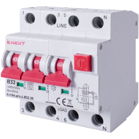 E.NEXT p0720031 Interruttore differenziale con modulo PRO 4P B 32A 30mA 6kA TIPO A