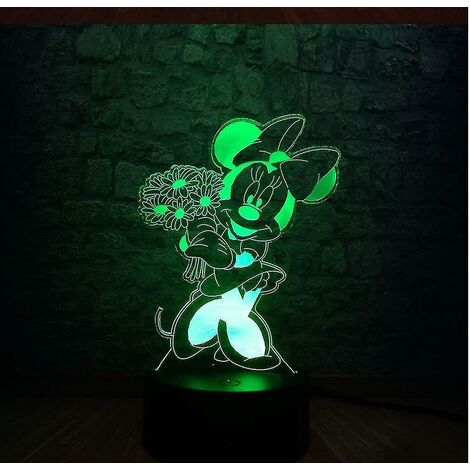 Enfants Chambre Minnie Anime Table Lampe 3d Led Veilleuse