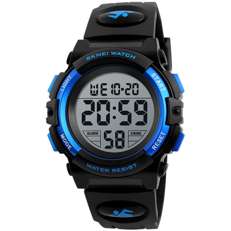 Enfants Montre Montre-Bracelet Mode Multifonction Étanche Sports de Plein Air Montre Lumineuse pour Enfants Étudiants Garçons 1266 Bleu