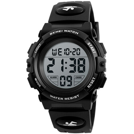 Enfants Montre Montre-Bracelet Mode Multifonction Étanche Sports de Plein Air Montre Lumineuse pour Enfants Étudiants Garçons 1266 Noir