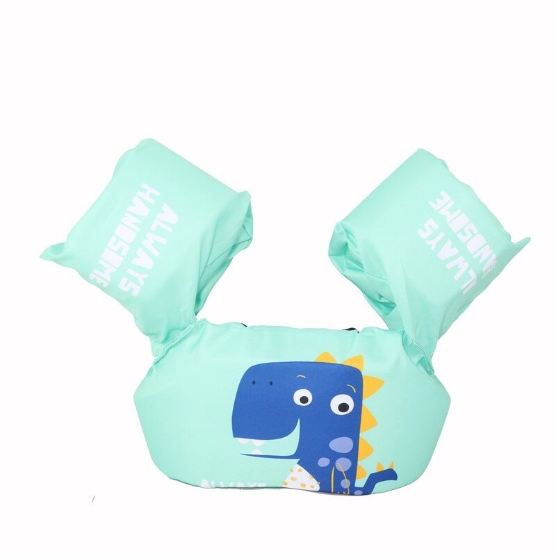 Enfants Swim Floats Sleeve Vest Natation Brassard Flotteurs avec Ceinture pour Natation Formation Dinosaure Bleu Clair