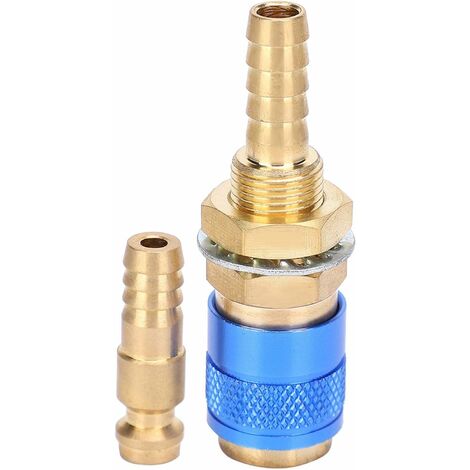 Enfriador de agua Tig, 8 mm 1 par Adaptador de gas enfriado por agua de latón Conexión rápida para soplete de soldadura MIG TIG (Azul)
