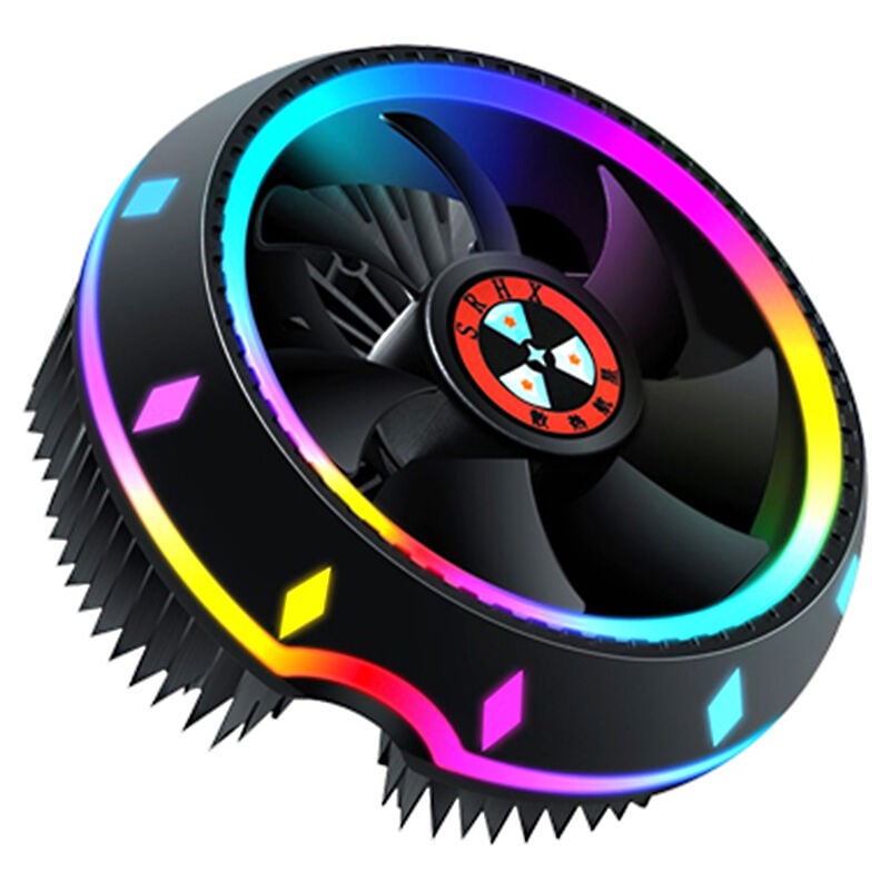 

Enfriador de aire de CPU todo en uno, disenado por UFO, iluminacion de 5 colores, configuracion de empuje, zocalo universal Intel / AMD con cojinete