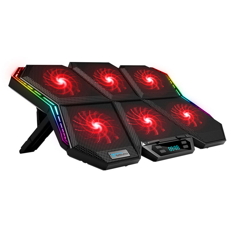 

Enfriador para portatil K40 RGB, soporte de refrigeracion de 6 ventiladores, diseno silencioso con velocidad de viento ajustable, altura del soporte,