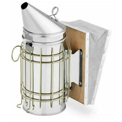 Enfumoir pour Abeilles en Acier Inoxydable avec Soufflet - Grand Modèle - Marron - Idéal pour l'Apiculture-INHHUB