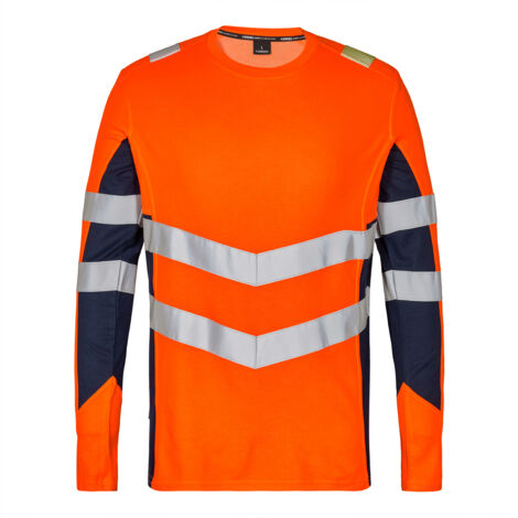 ENGEL Warnschutz Langarmshirt Safety 9545-182-10165 Gr. L orange/blue ink