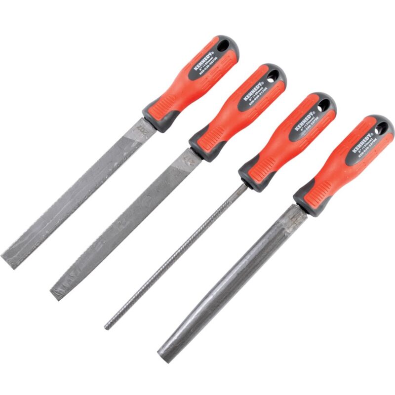 Pro 150MM (6'') 4 Piece Second Cut Engineers File Set with Handles - Kennedy