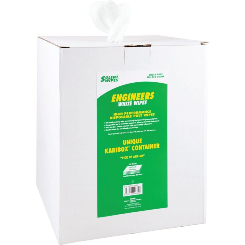 Engineers White Wipes 27X36CM (Box-250) - Solent Cleaning
