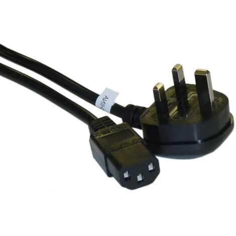 England / UK Computer/Monitor Power Cord with Fuse, BS 1363 to C13, VDE Approved, 6 foot