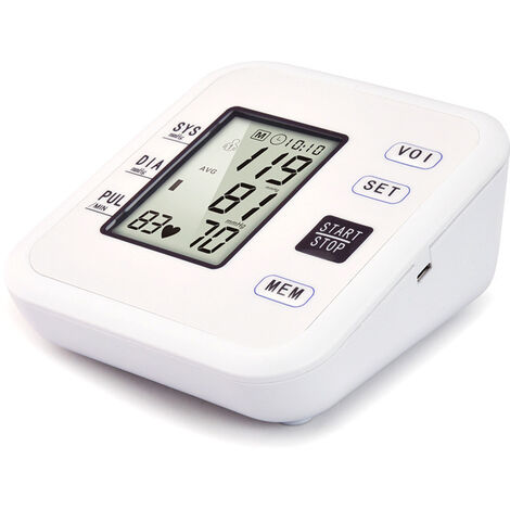 Englisch Elektronisches Oberarm-Blutdruckmessgerät Blutdruckmessgerät Sprachansage Blutdruckmessgerät (Weiß)