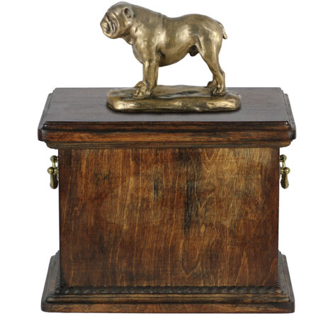 Englische Bulldogge, Bulldog - Urne für Hundeasche, Urne mit Statuette, elegante Urne im klassischen Stil der Marke Art-Dog