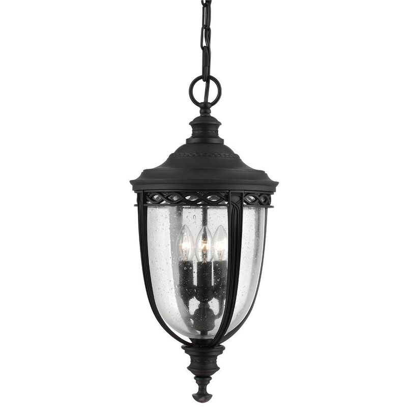 Elstead Lighting - Elstead English Bridle - 3 Light Large Outdoor Ceiling Chain Lantern Black, E14