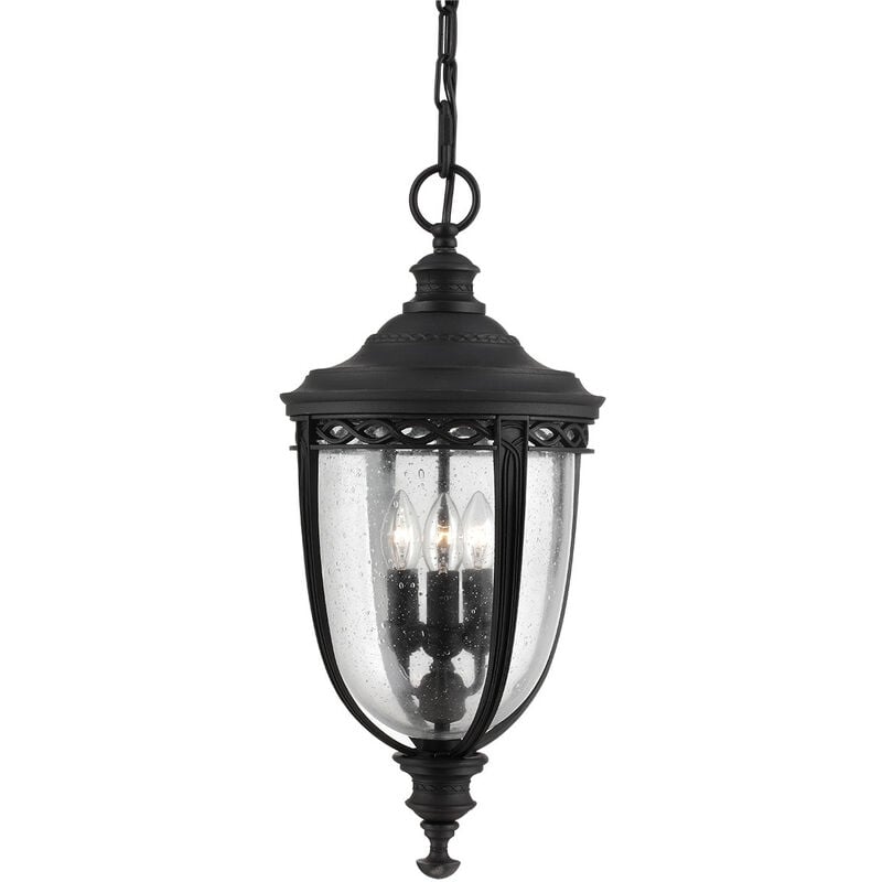 Elstead English Bridle - 3 Light Large Outdoor Ceiling Chain Lantern Black, E14