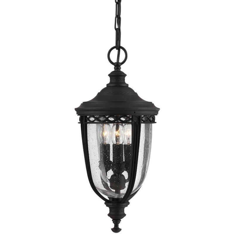 English Bridle - 3 Light Medium Outdoor Ceiling Chain Lantern Black, E14 - Elstead