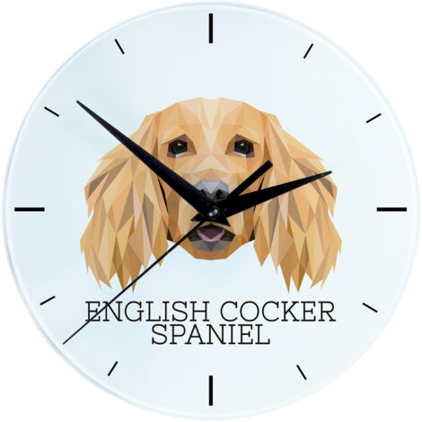 English Cocker Spaniel - geometrische Wanduhr mit Foto und Aufschrift von Art-Dog