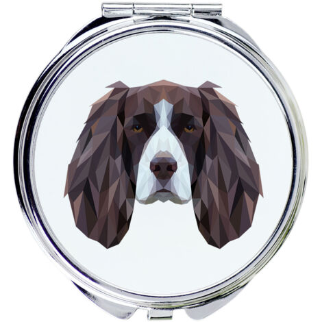 English Springer Spaniel - specchio con foto e iscrizione geometrica di Art-Dog