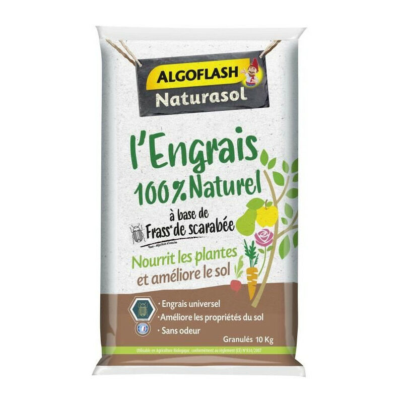 Engrais 100% Naturel Complet a base de Fass de Scarabée - algoflash Naturasol 10 kg