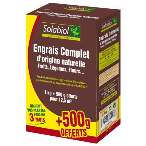 Engrais complet 1,5kg – Mini granulés sans poussière – Double action starter et durable – Certifié Agriculture Biologique – Solabiol
