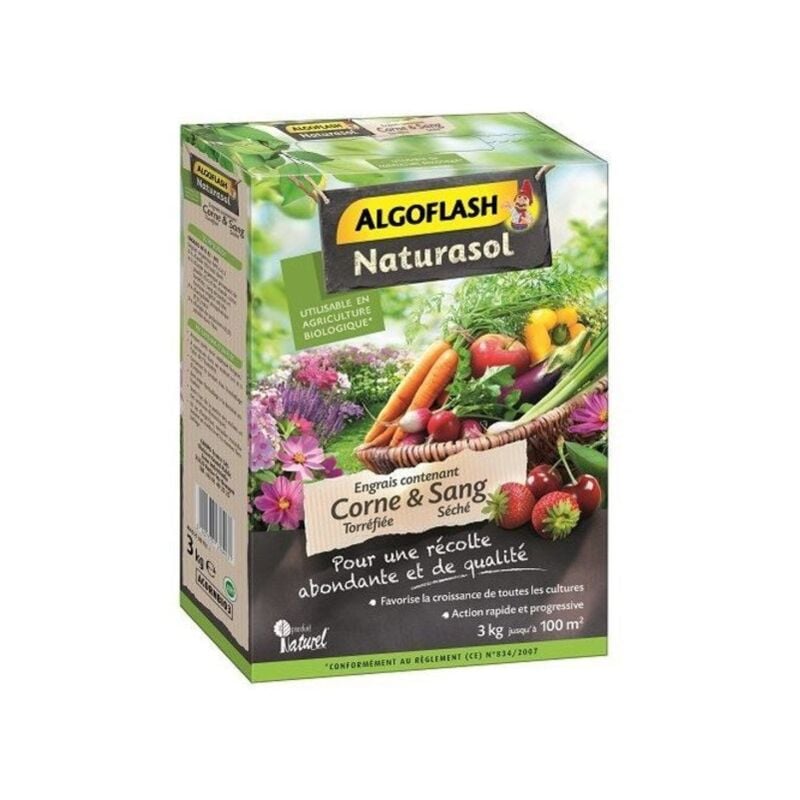 Algoflash Engrais naturel potagers algoflash Naturasol 3 kg 60 m²