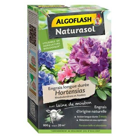 Engrais longue durée Hortensias, Rhododendrons et Azalées Naturasol 800g