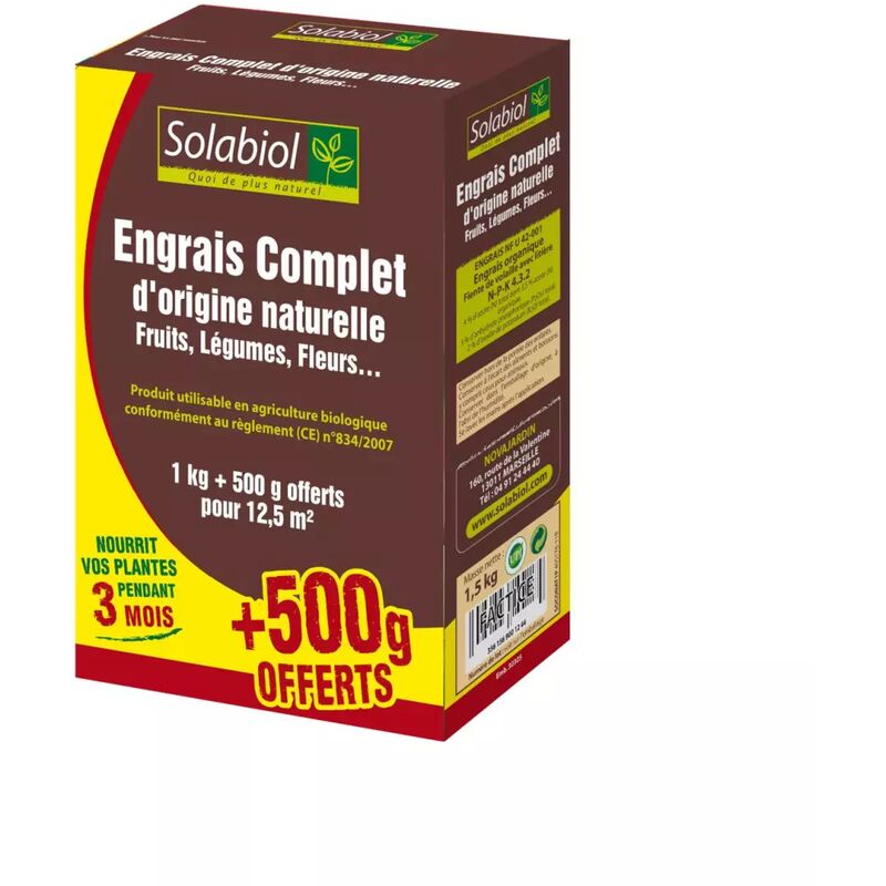 Solabiol - Engrais complet, Etui de 1kg + 500g offerts