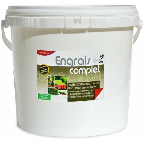 Engrais organique complet pour légumes, fleurs, fruits. Seau 8 kg