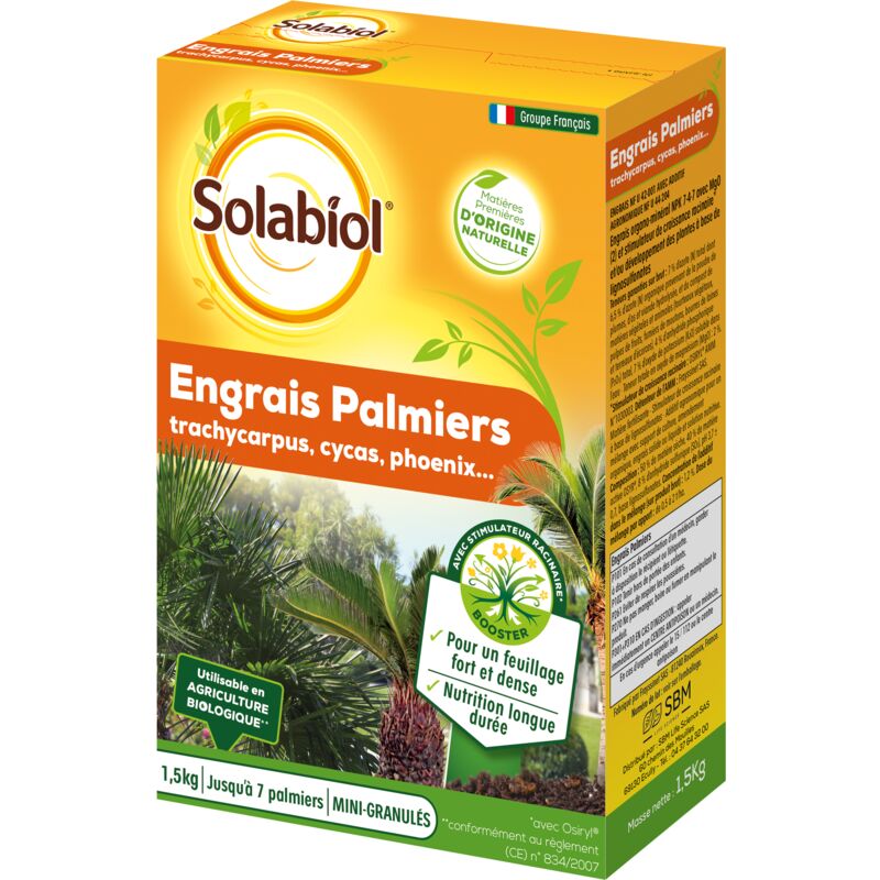 Solabiol - SOPALMY15 Engrais palmiers et plantes méditerranéennes 1,5 Kg Utilisable en Agriculture Biologique