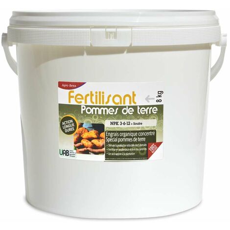 Engrais professionnel spécial pommes de terre NPK 3-6-12. Seau de 8 kg UAB