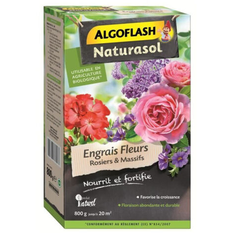 Engrais Algoflash Pour Rosiers 1 Kg (lot De 2) - Intensifie Les Couleurs - Formule NPK 12.6.15 Avec Magnésium