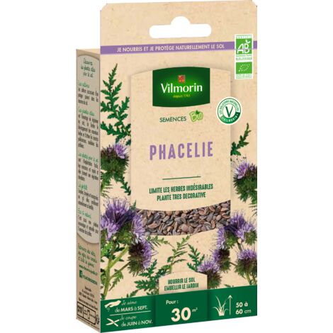 Engrais vert phacélie BIO – Semis de mars à septembre – Plante mellifère pour sol calcaire – Limite les mauvaises herbes – Vilmorin