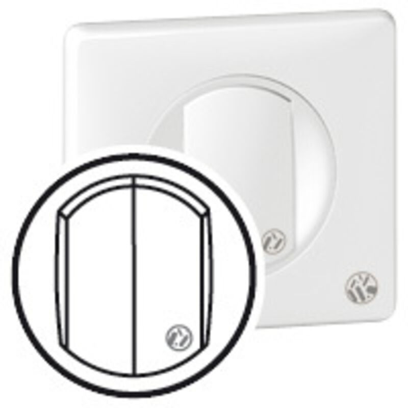 Enjoliveur antimicrobien Céliane pour double interrupteur, va-et-vient ou poussoir Blanc (067741)