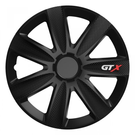 Enjoliveur de voiture GTX noir carbone 15 pouces – Plastique ABS résistant aux chocs – Protection contre corrosion et salissures – Design moderne – Awelco