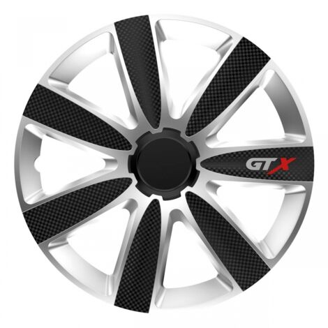 Enjoliveur de voiture GTX noir carbone et argent 14 pouces