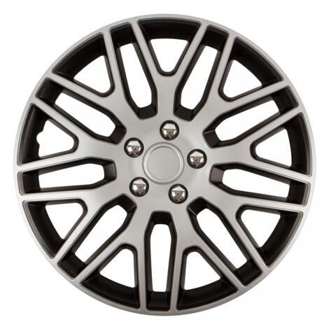 Enjoliveur de voiture noir et argent avec vis chromées DAKAR NC 14" pouces