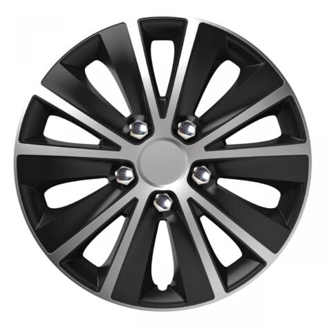 Enjoliveur de voiture noir et argent avec vis chromées Rapide NC 14" pouces