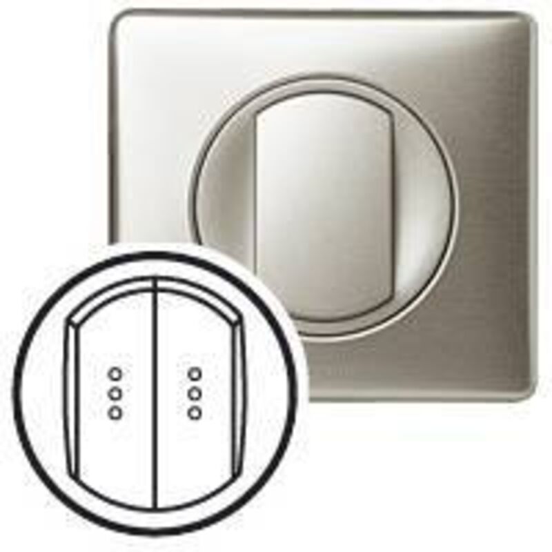 Legrand - Enjoliveur large Céliane pour double interrupteur, va-et-vient ou poussoir avec voyant finition titane (068304)