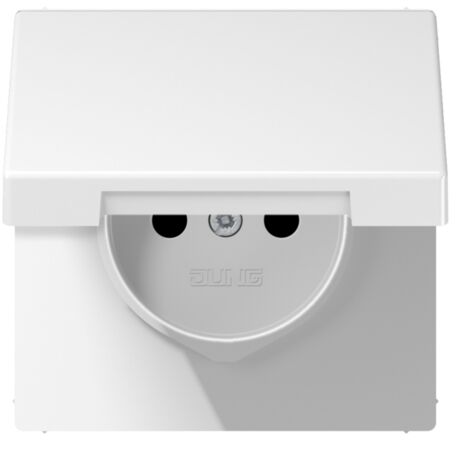 enjoliveur - pour prise de courant 2p+t - ls - avec couvercle - blanc - jung ls1521fklwwpl1