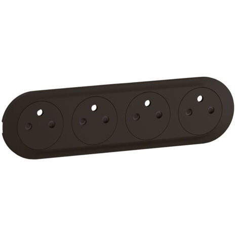 Enjoliveur prise précâblée 4x2P+T compacte Surface Céliane - Noir (CN0114)