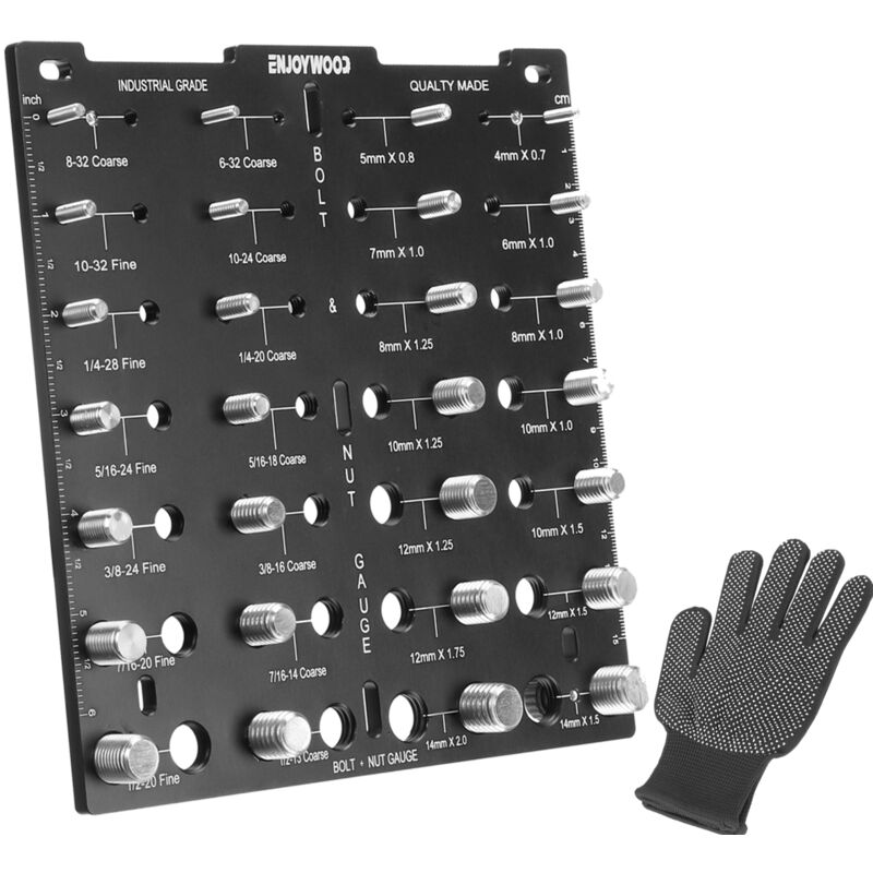 ENJOYWOOD – vérificateur d'écrous et de boulons à filetage 28, avec gants, jauge en alliage d'aluminium