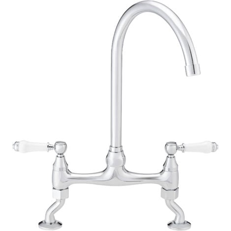 ENKI Astbury Kitchen Mixer Tap Lever Bridge Swivel Chrome
