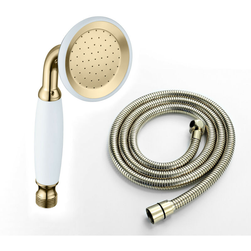 EH013, Chrome, Traditional Handheld Shower Head, Hose, Solid Brass & Stainless Steel, Traditional Design, Easy Clean & Easy to Install, Standard uk