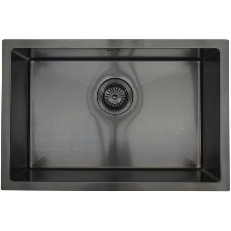 Modo, KS035, Black Stainless Steel Rectangular Kitchen Sink 1.0, Undermount or Topmount Fitting into Sink Unit, Large Sink, Kitchen Essential - Enki
