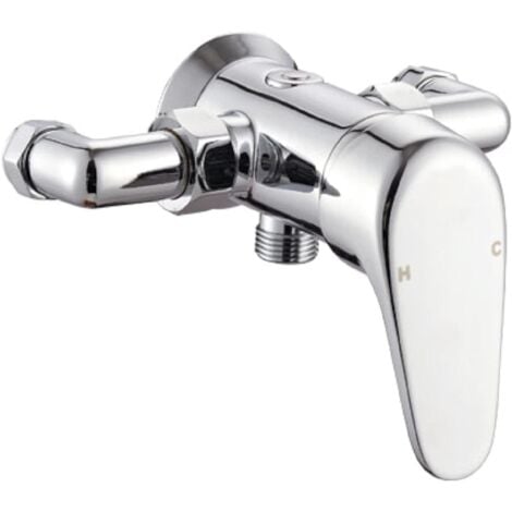 ENKI Cruze BT3918 Chrome Manual Exposed Wall Mounted Shower Mixer Valve Solid Brass Modern