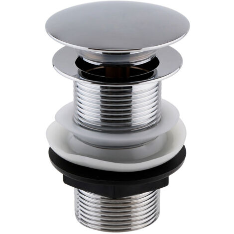 ENKI Unslotted Basin Waste Round Pop Up Solid Brass Chrome W02