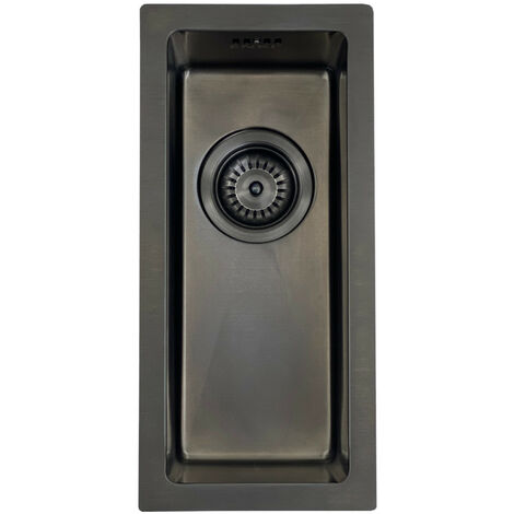 ENKI, Zero, KS034, Black Stainless Steel Kitchen Sink 0.5, Undermount or Topmount Fitting into Sink Unit, Small Sink Bowl, Kitchen Essential