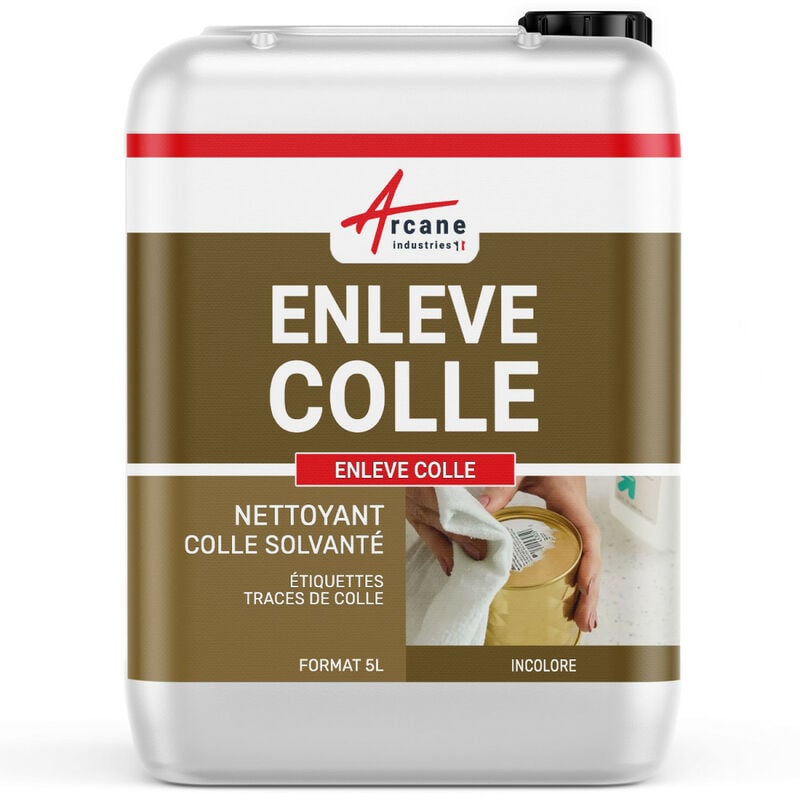 Enlever Colle : produit tissu bois verre vitre pvc adhésif mastic scotch autocollant éliminer solvant glue enleve colle - 5 l Arcane Industries