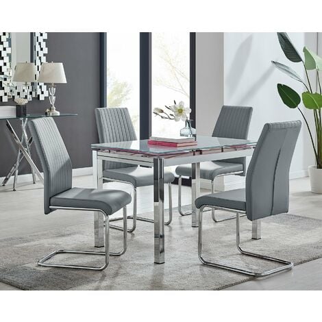main image of "Enna White Glass Extending Dining Table and 4/6 Lorenzo Chairs"