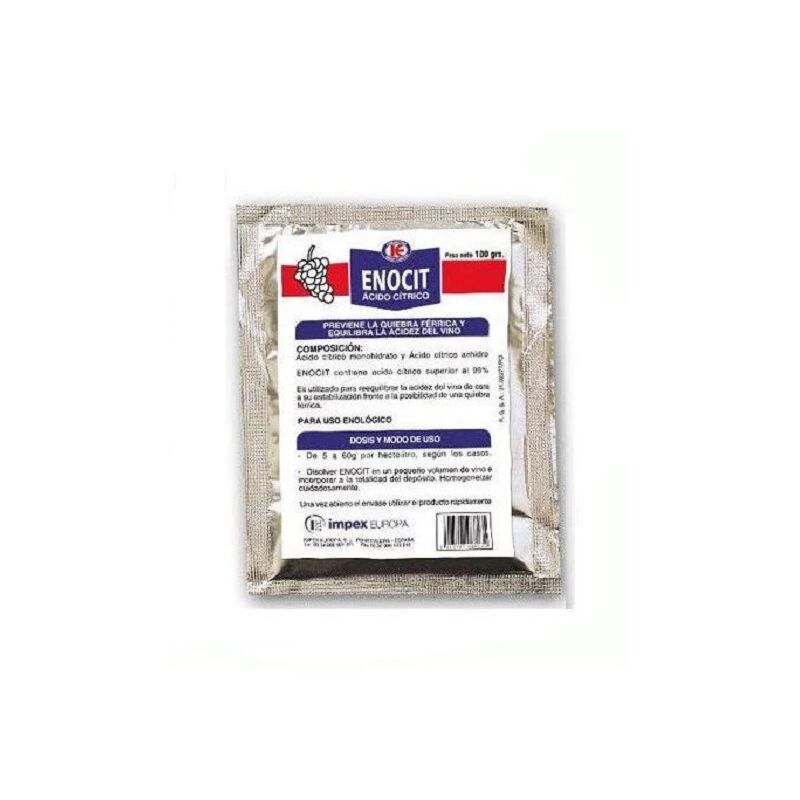 

ENOCIT 100g previene la quiebra férrica y equilibra la acidez del vino