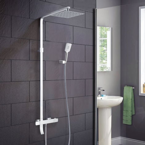 Enora Square Thermostatic Shower Mixer Kit with Bath Filler