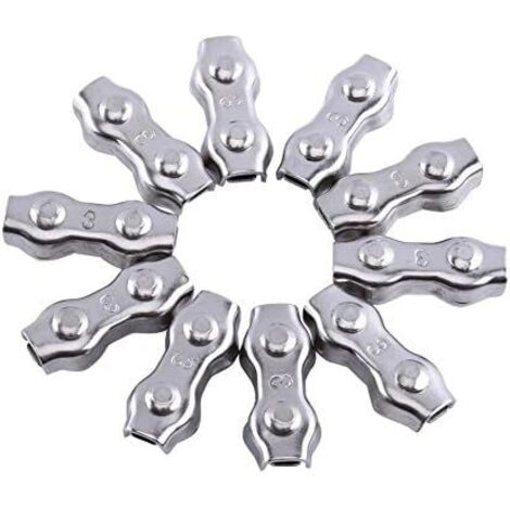 Enowelir 10Pcs M3 Duplex Clips Serre-câbles en Acier Inoxydable pour Filin Cable Inox